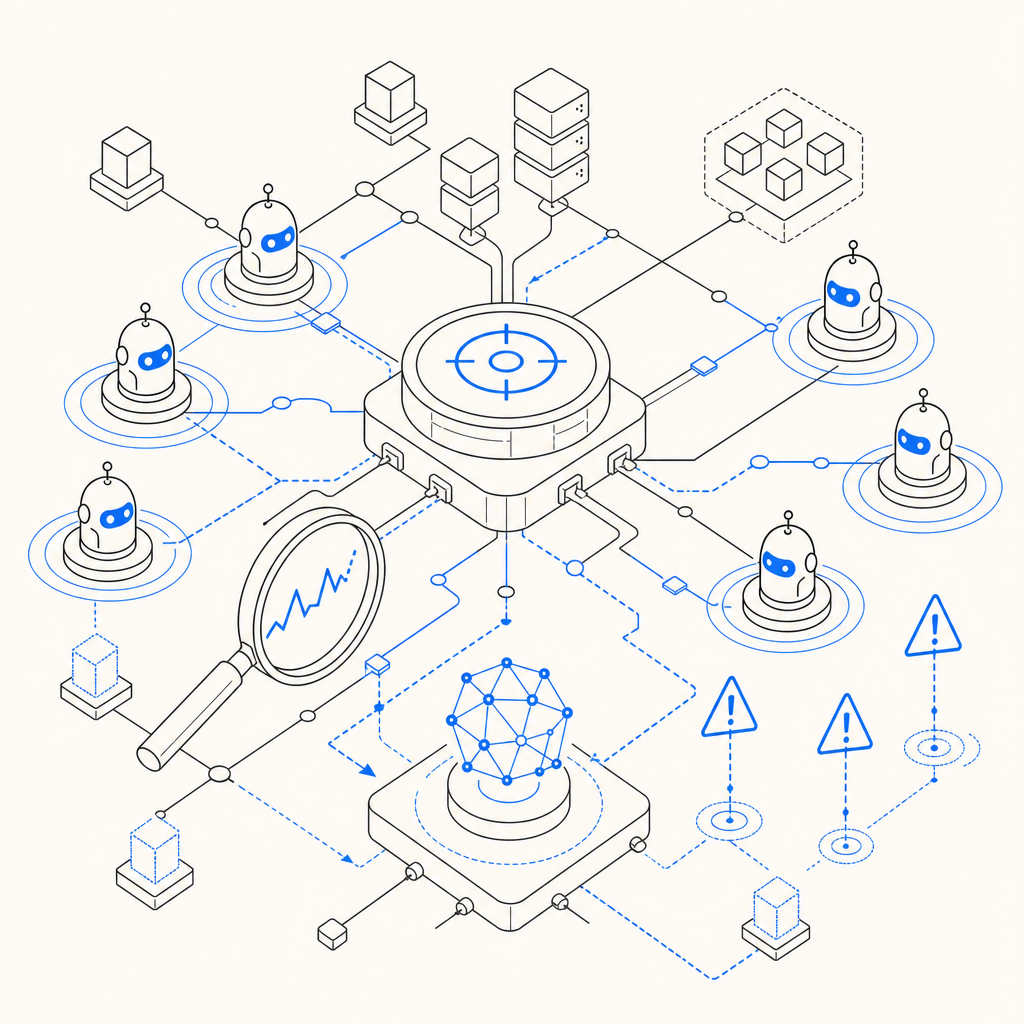 conceptual visualization of bot behavior monitoring and detection