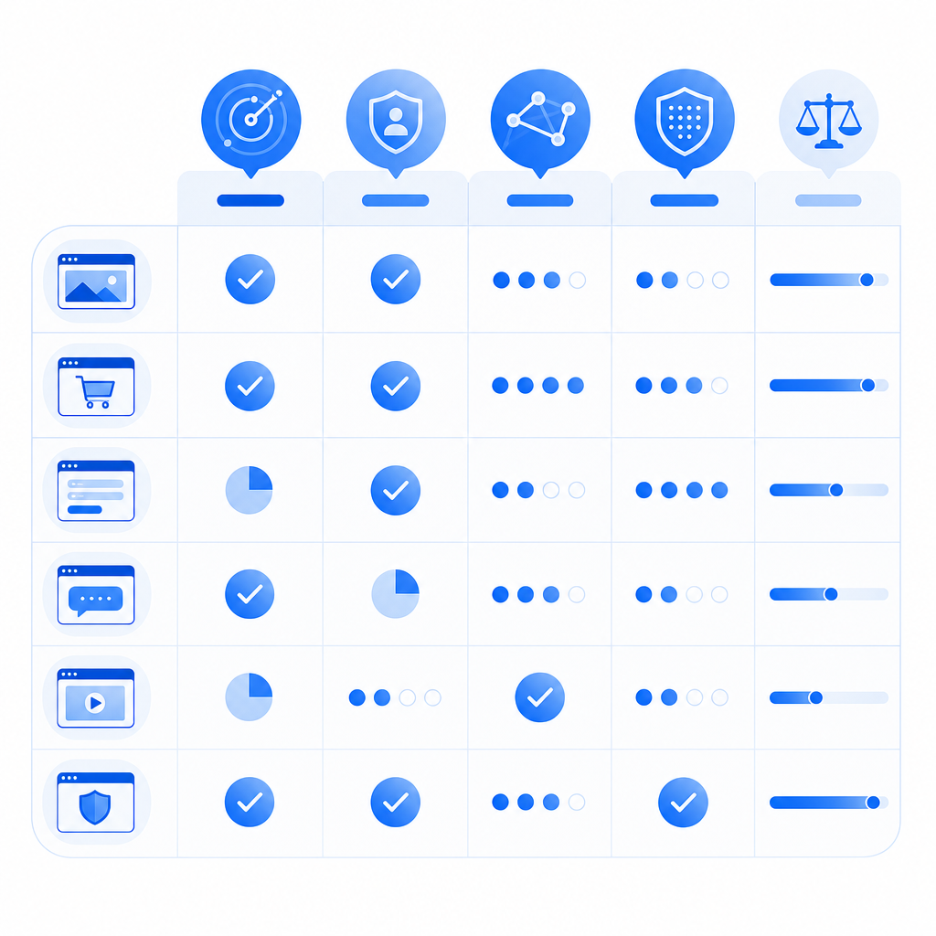 comparison chart highlighting bot detector strengths and trade-offs for common w