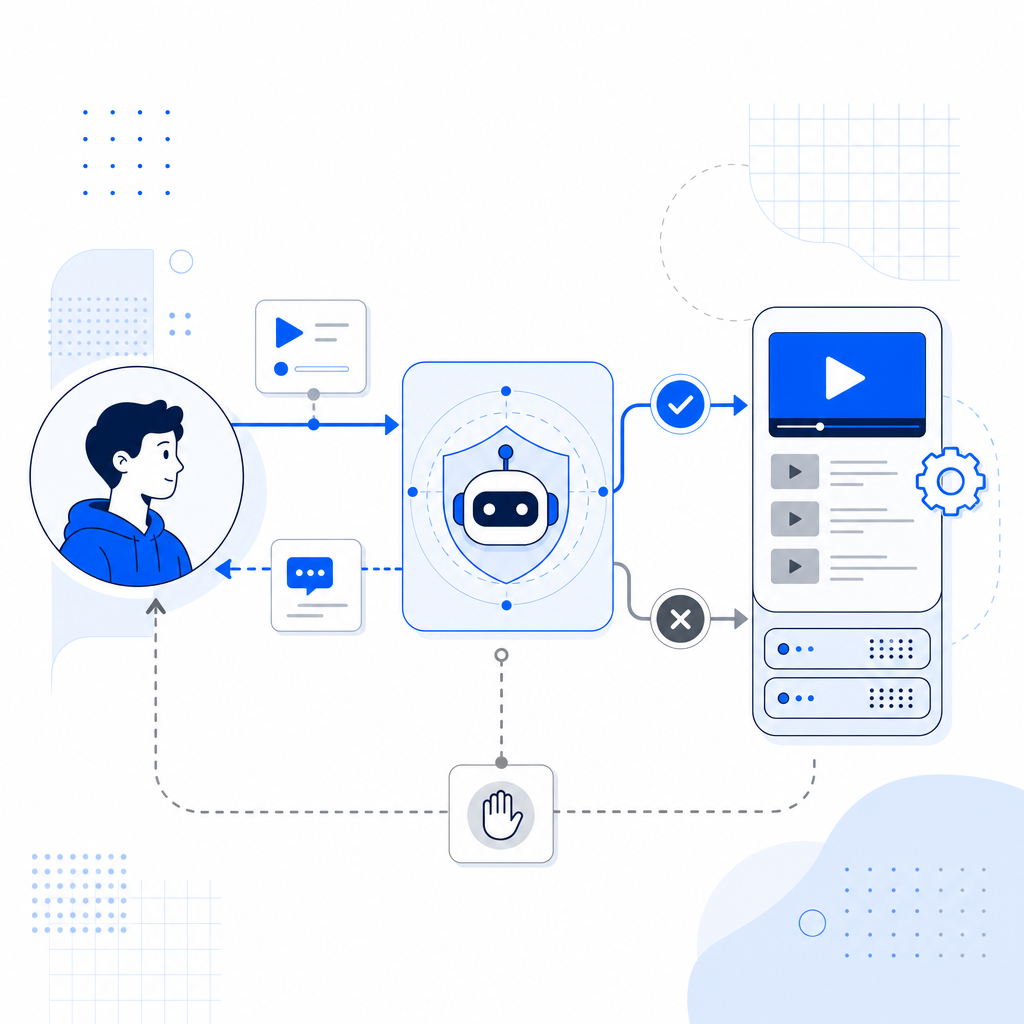 flowchart showing interaction between user, bot detector, and YouTube API