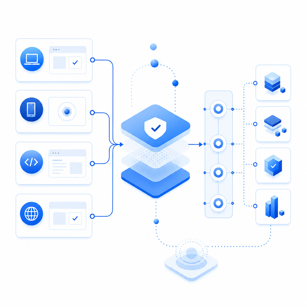 diagram of captcha workflow with different SDKs and API points