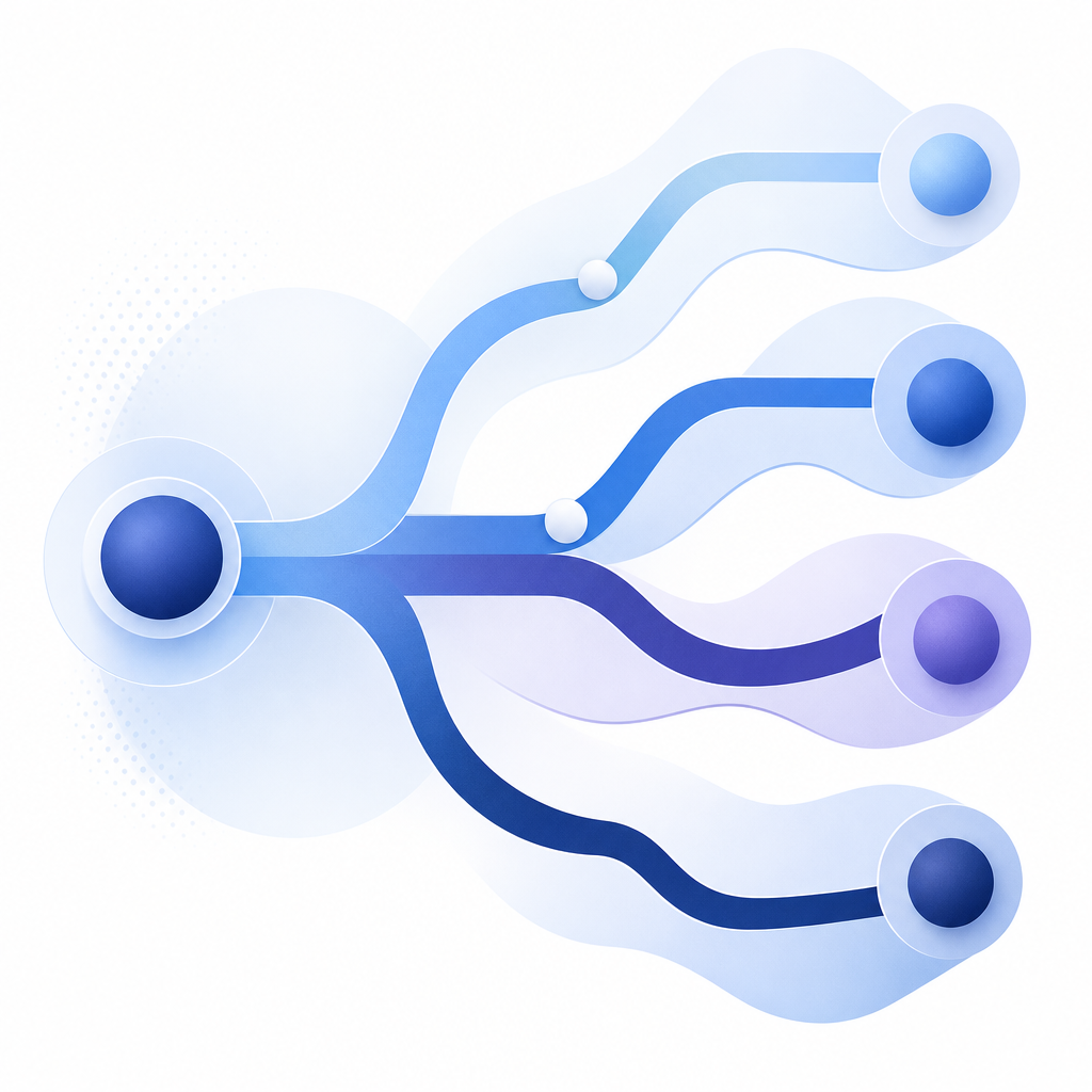 abstract flow showing accessible verification paths branching from one entry poi