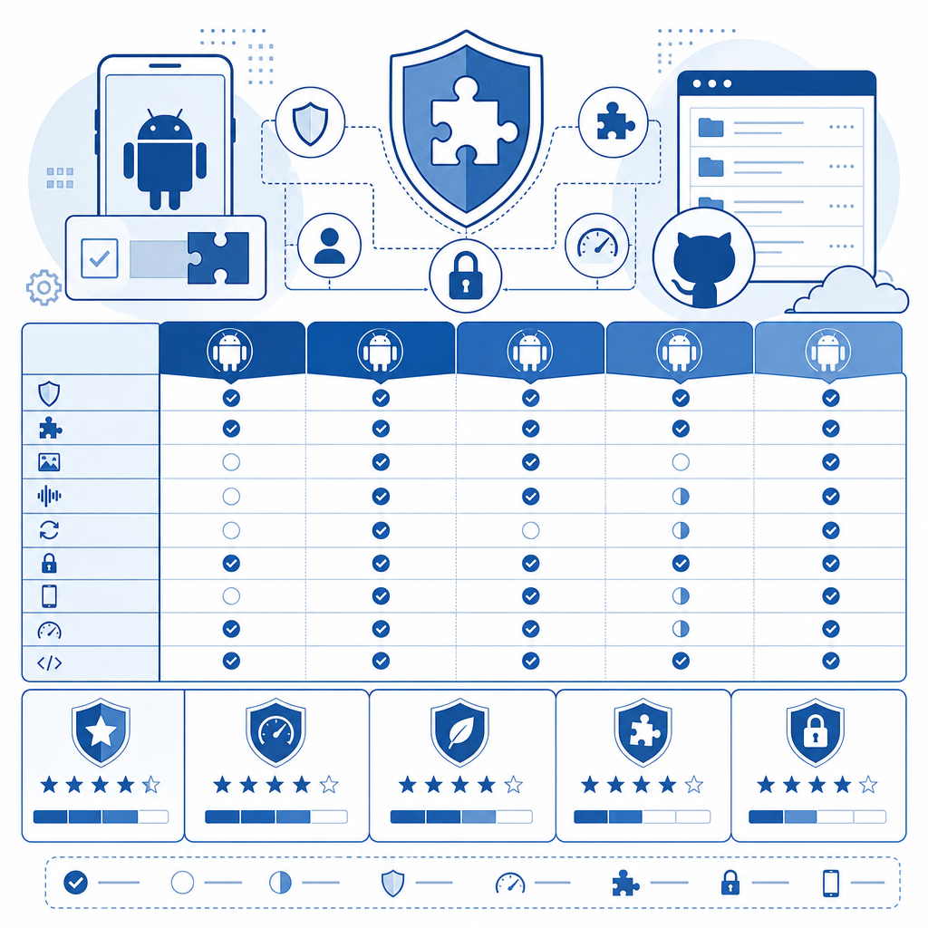 comparison diagram of captcha android github libraries and features