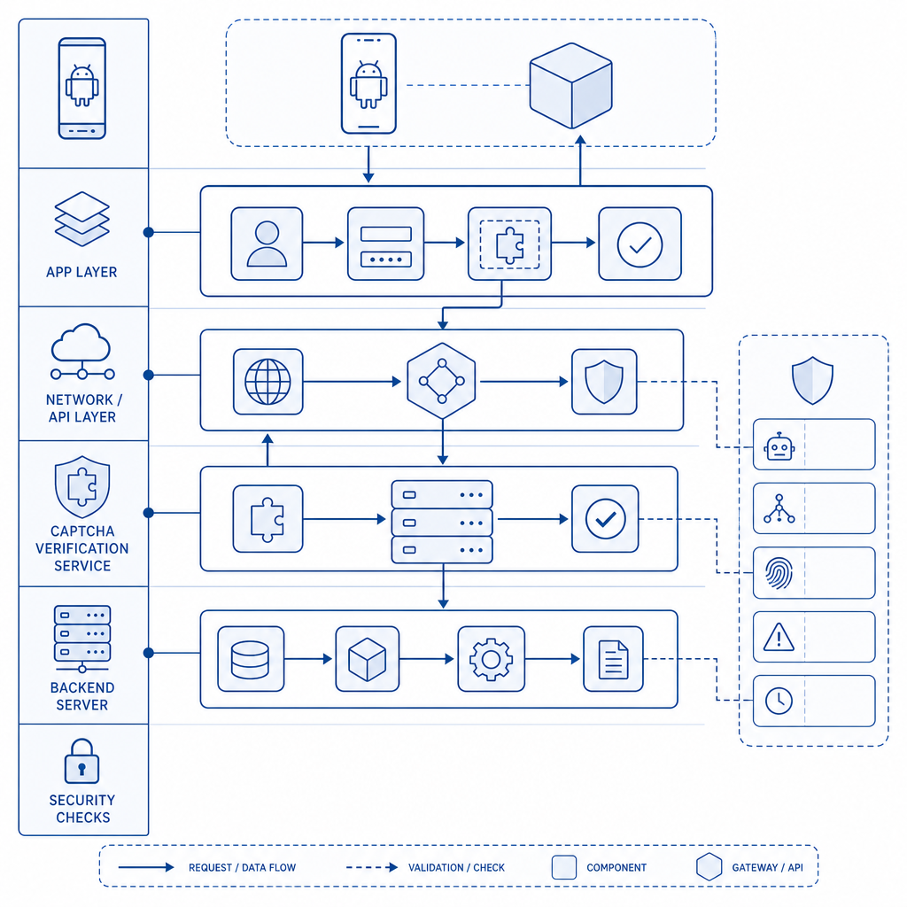 schematic of captcha integration architecture for android apps