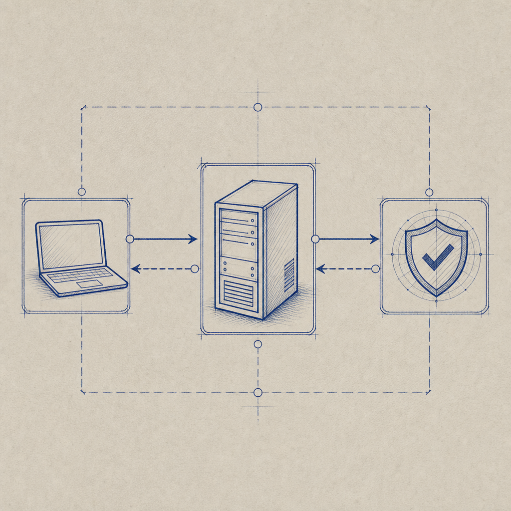 diagram showing API communication flow between client, backend, and captcha serv