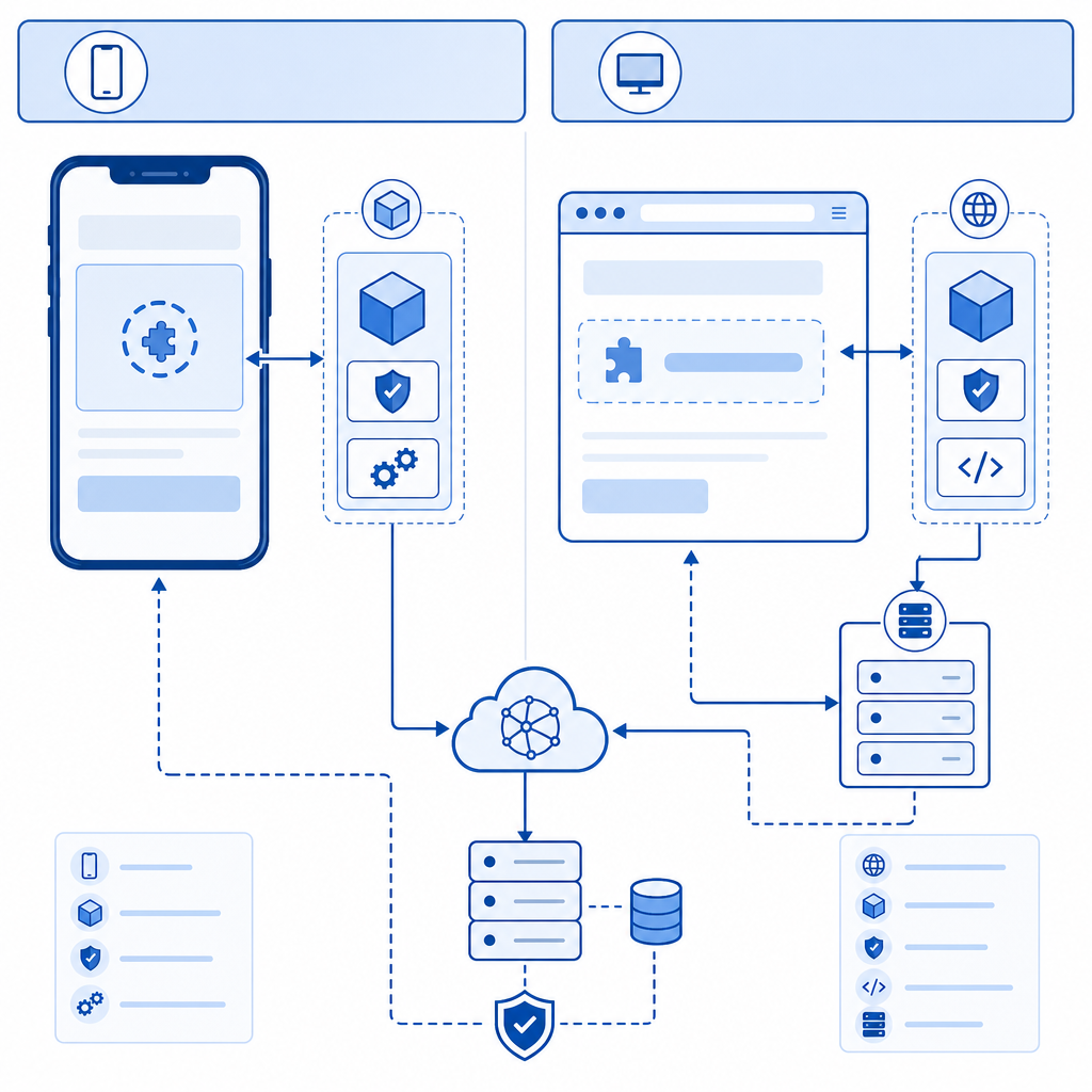side-by-side comparison of mobile and web captcha SDK implementations