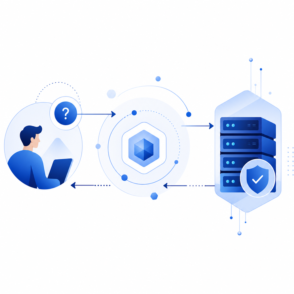 abstract flow diagram of client challenge, token exchange, and server validation
