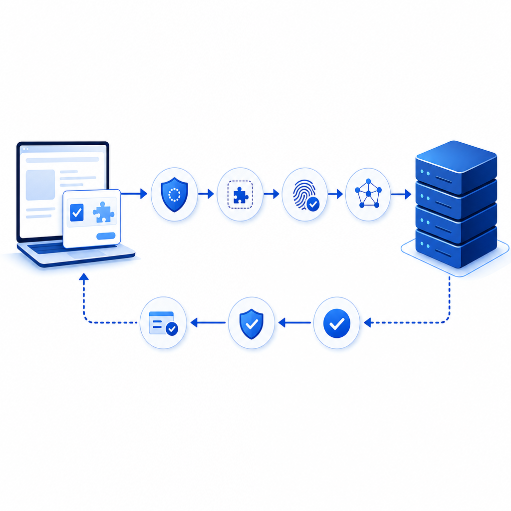 flowchart of CAPTCHA verification process from client to API server and back