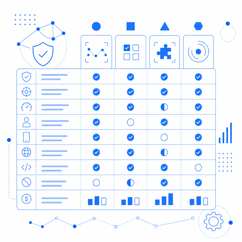 abstract comparison chart of different captcha api providers