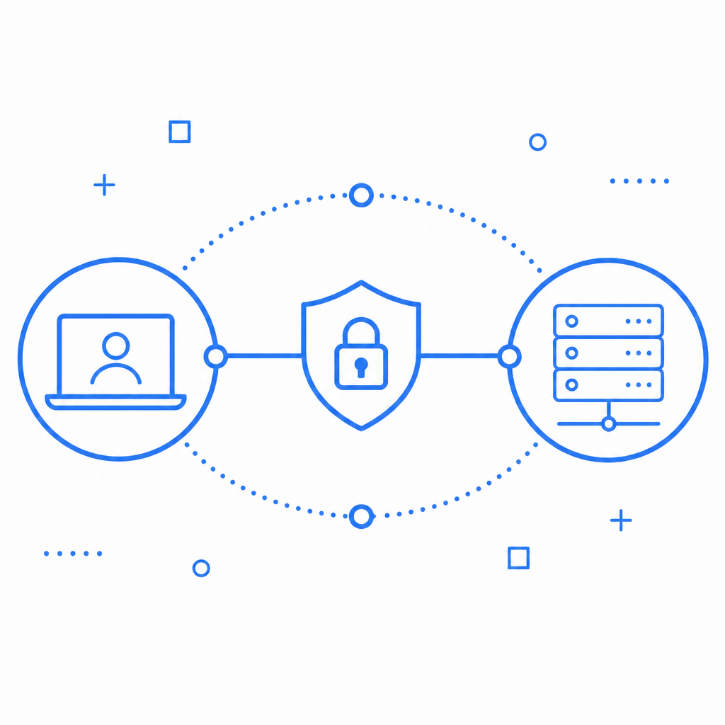 abstract web security diagram showing client-server interaction