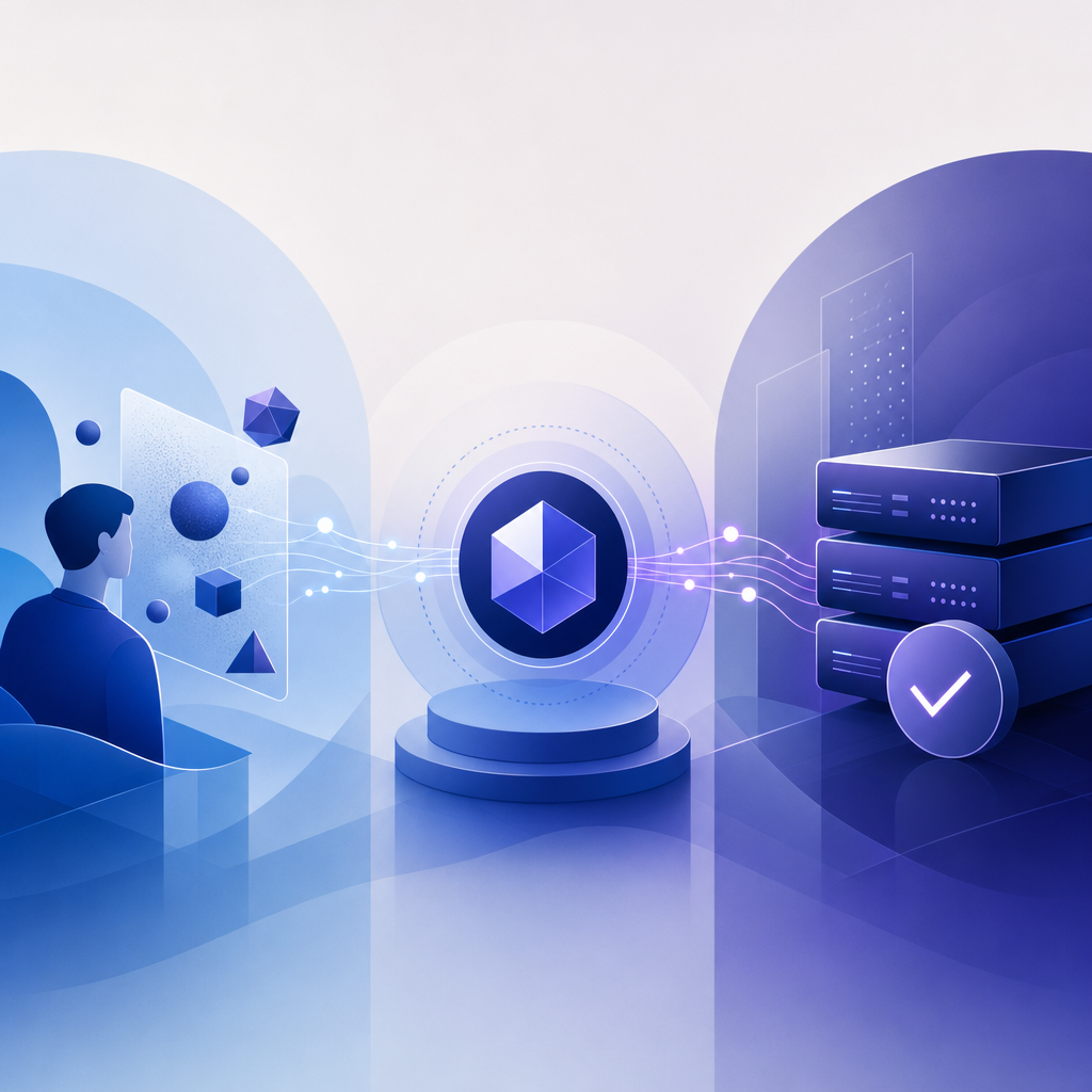 layered request flow showing client challenge, token issuance, and server-side v