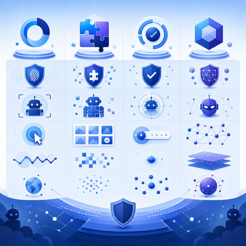 comparison chart of CAPTCHA providers and their bot defense features