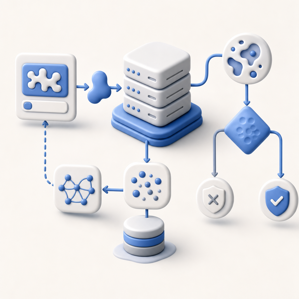 abstract flowchart showing CaptchaLa's server-side validation process