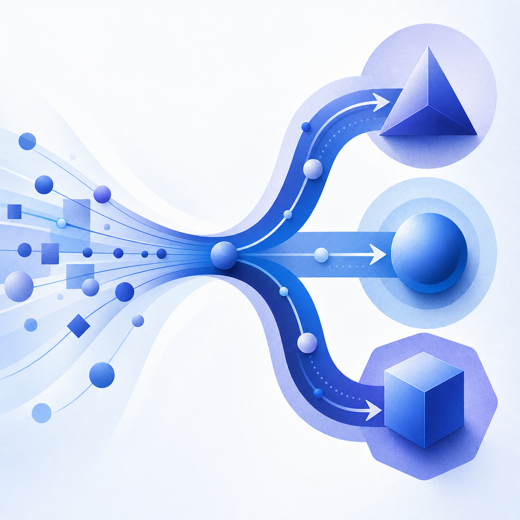 abstract flow of traffic into challenge, validation, and decision branches