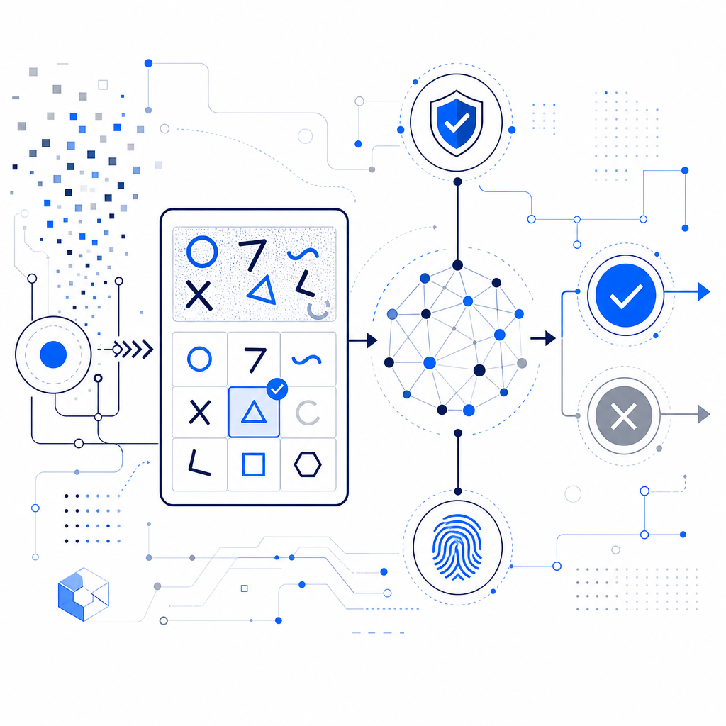 abstract diagram of captcha challenge and verification flow