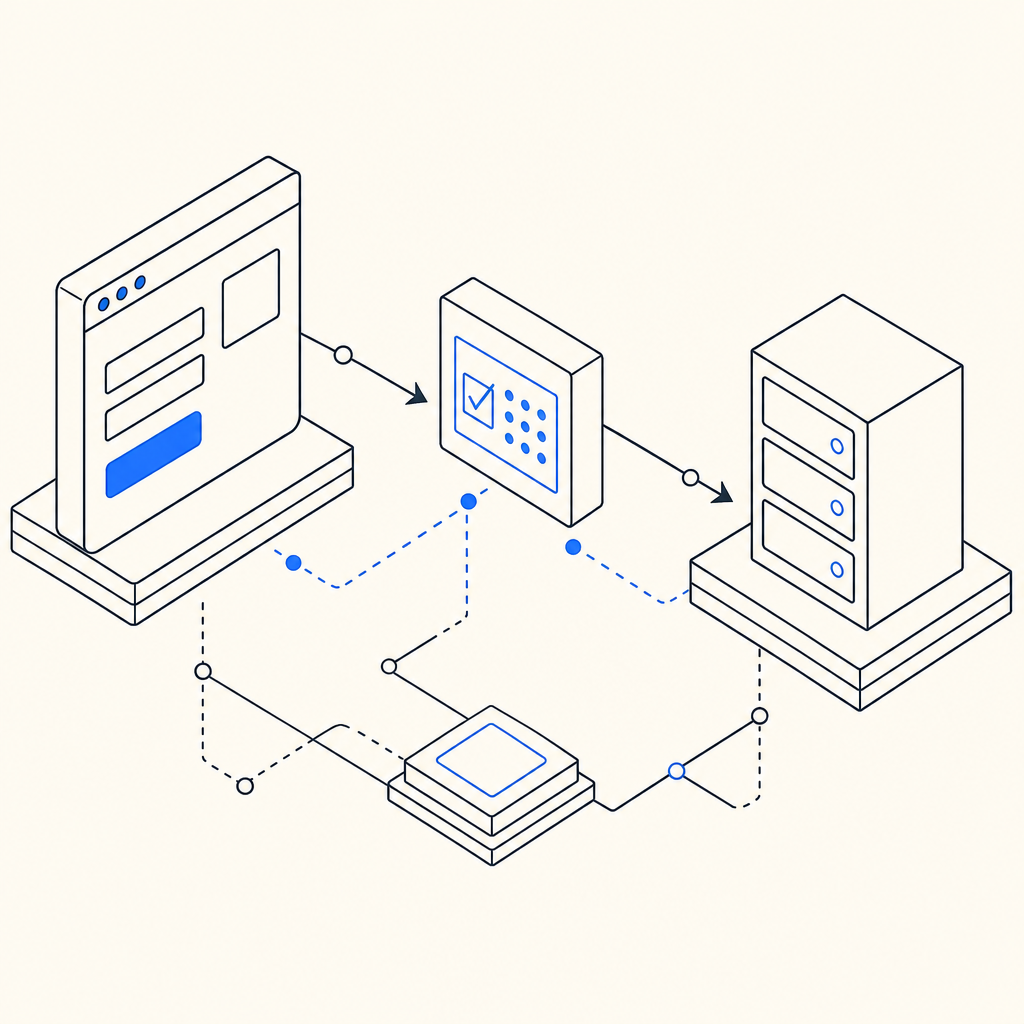 abstract diagram of frontend-backend captcha interaction