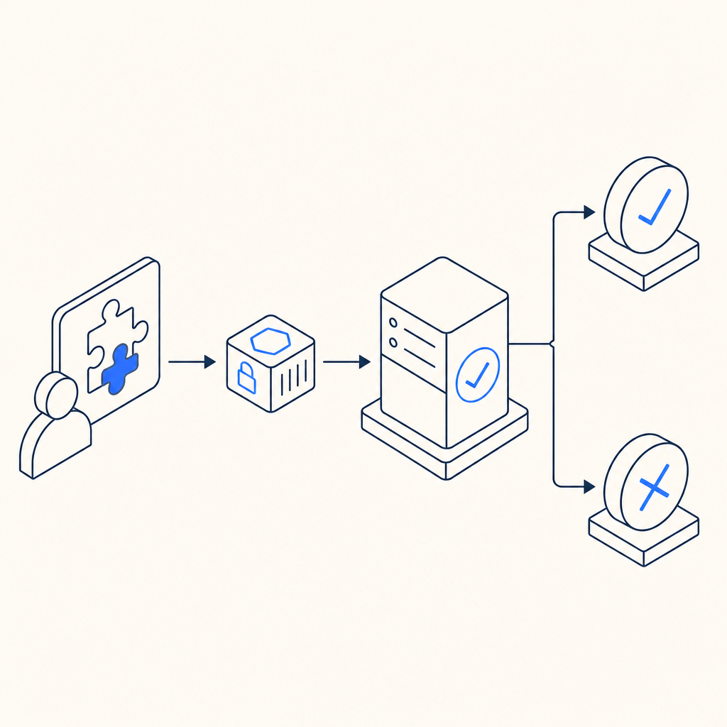 abstract flow of user challenge -> token -> server validation -> allow/deny