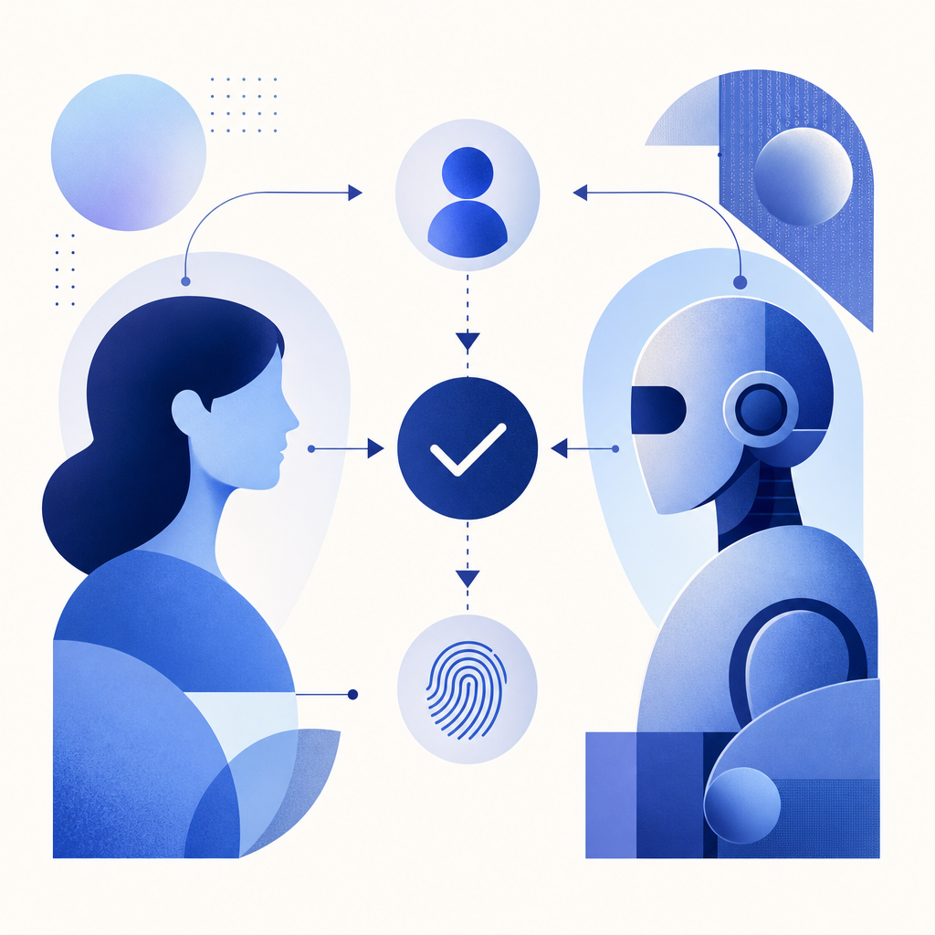 abstract diagram showing human vs bot verification process