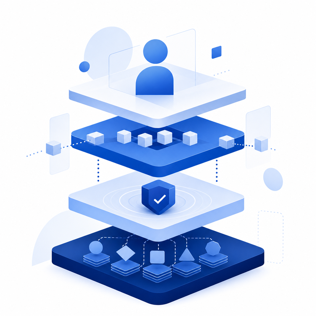 layered architecture showing client, API, validation service, and policy rules