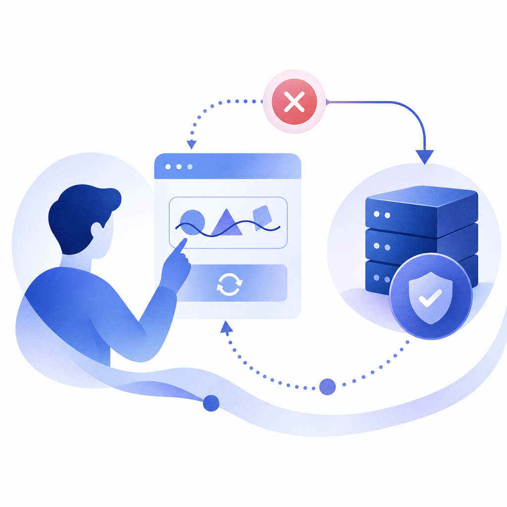abstract diagram of CAPTCHA error flow between user, client, server validation