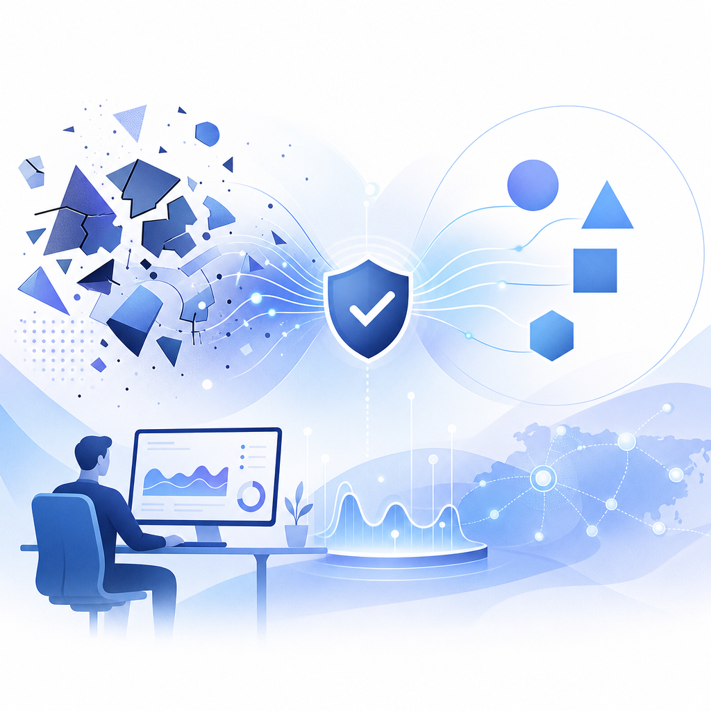conceptual visualization of CAPTCHA error resolution and system monitoring