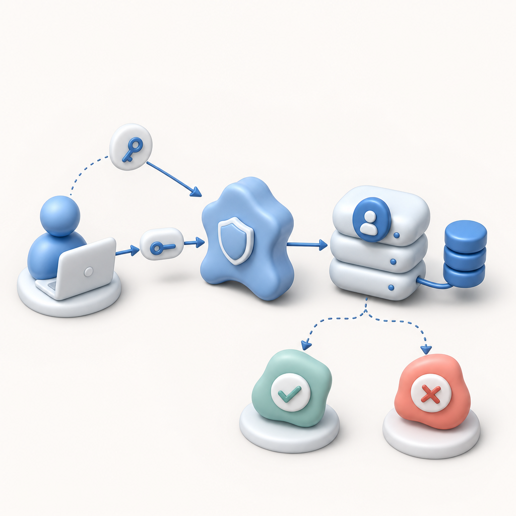 schematic of token validation flow from client to server