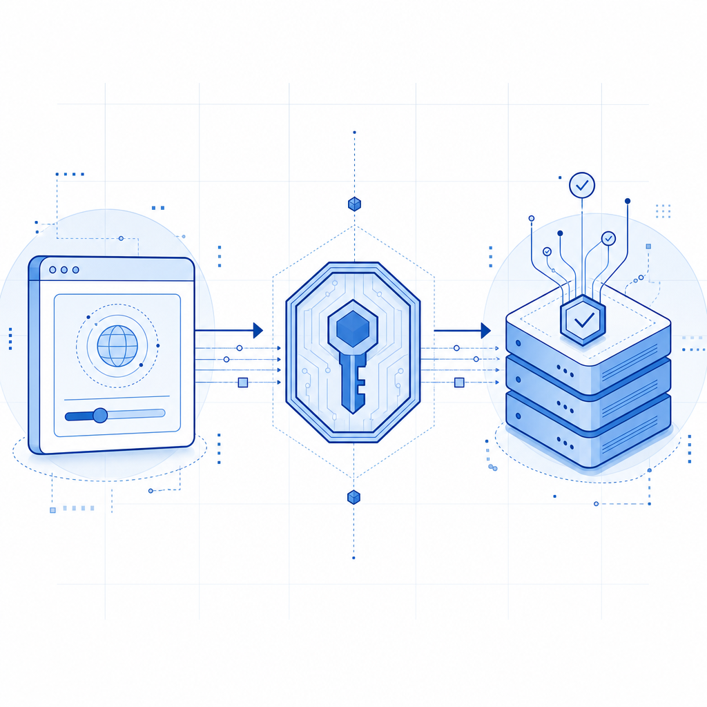 abstract flow of browser challenge, token, and server verification