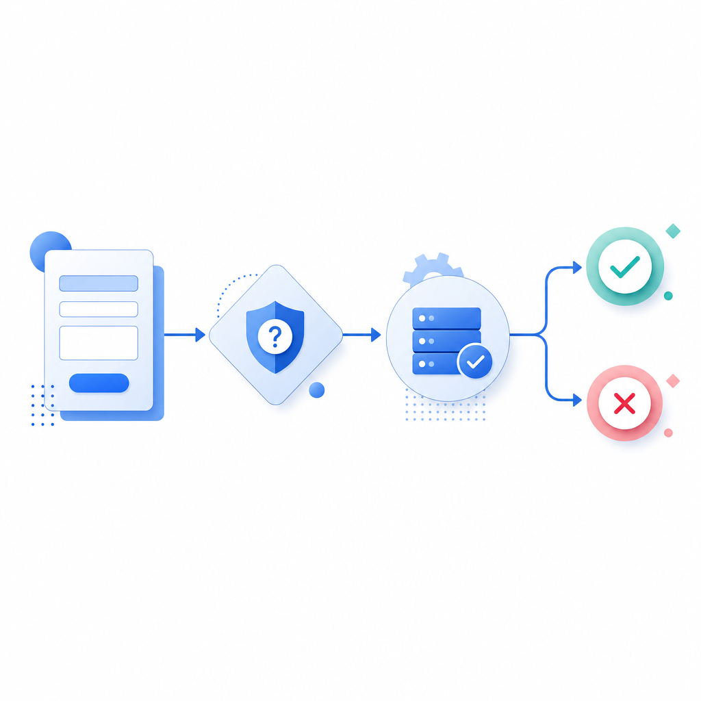 abstract flow of React form -> challenge -> server validation -> allow/deny