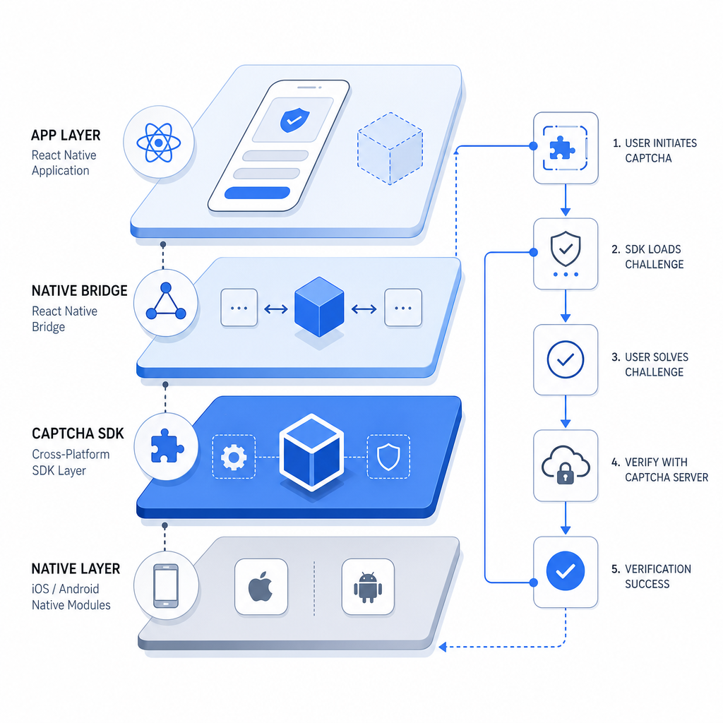 diagram showing SDK integration layers for React Native CAPTCHA