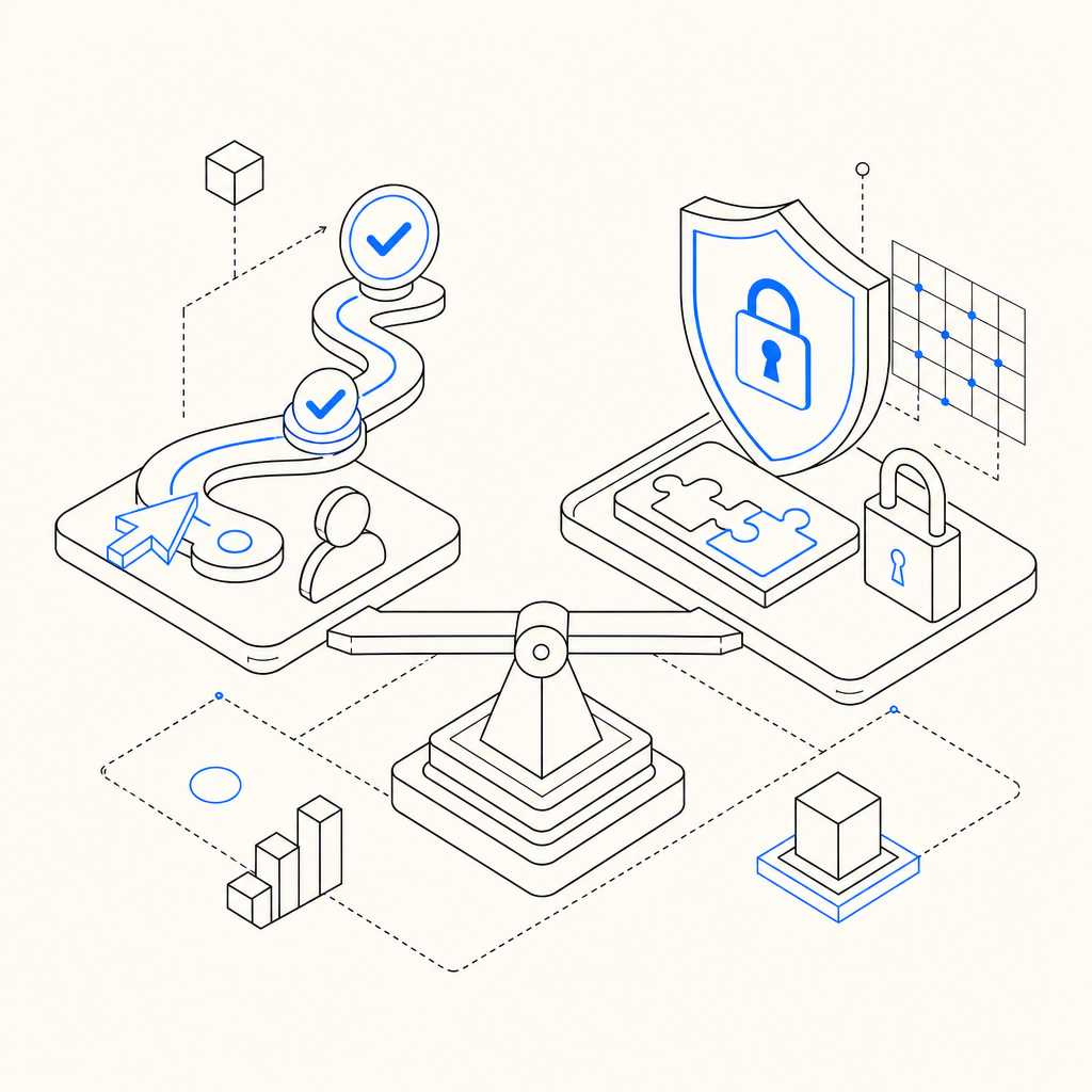conceptual illustration of balancing user experience and security in CAPTCHA