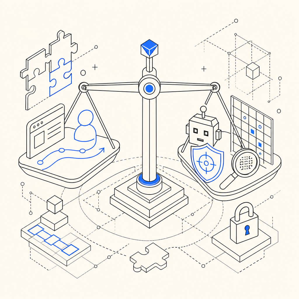 abstract concept of balancing user experience with bot detection in captcha game