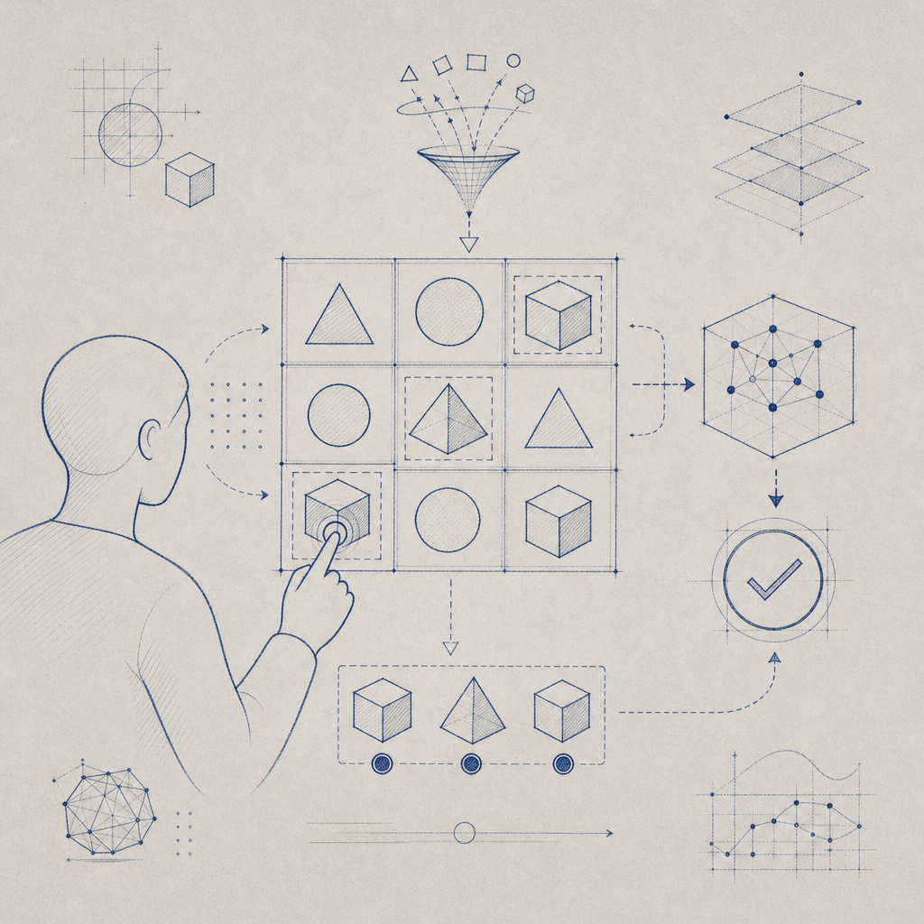 abstract illustration of captcha game gameplay interaction