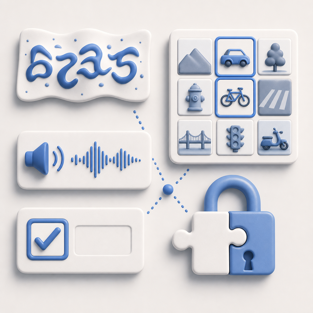 diagram comparing types of captcha challenges visually
