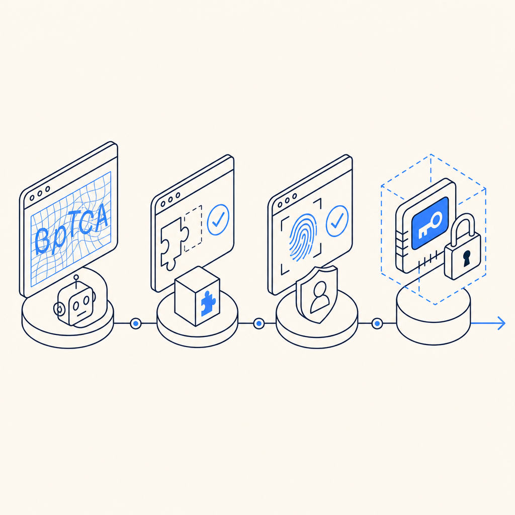timeline of bot-defense evolution from distorted text to token validation