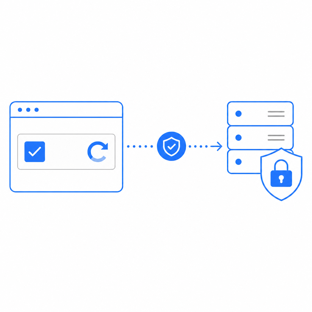 abstract diagram of client-side captcha widget connecting with server validation
