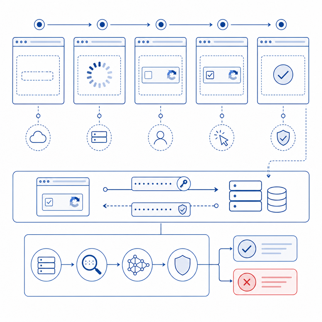 diagram showing captcha widget loading and validation flow