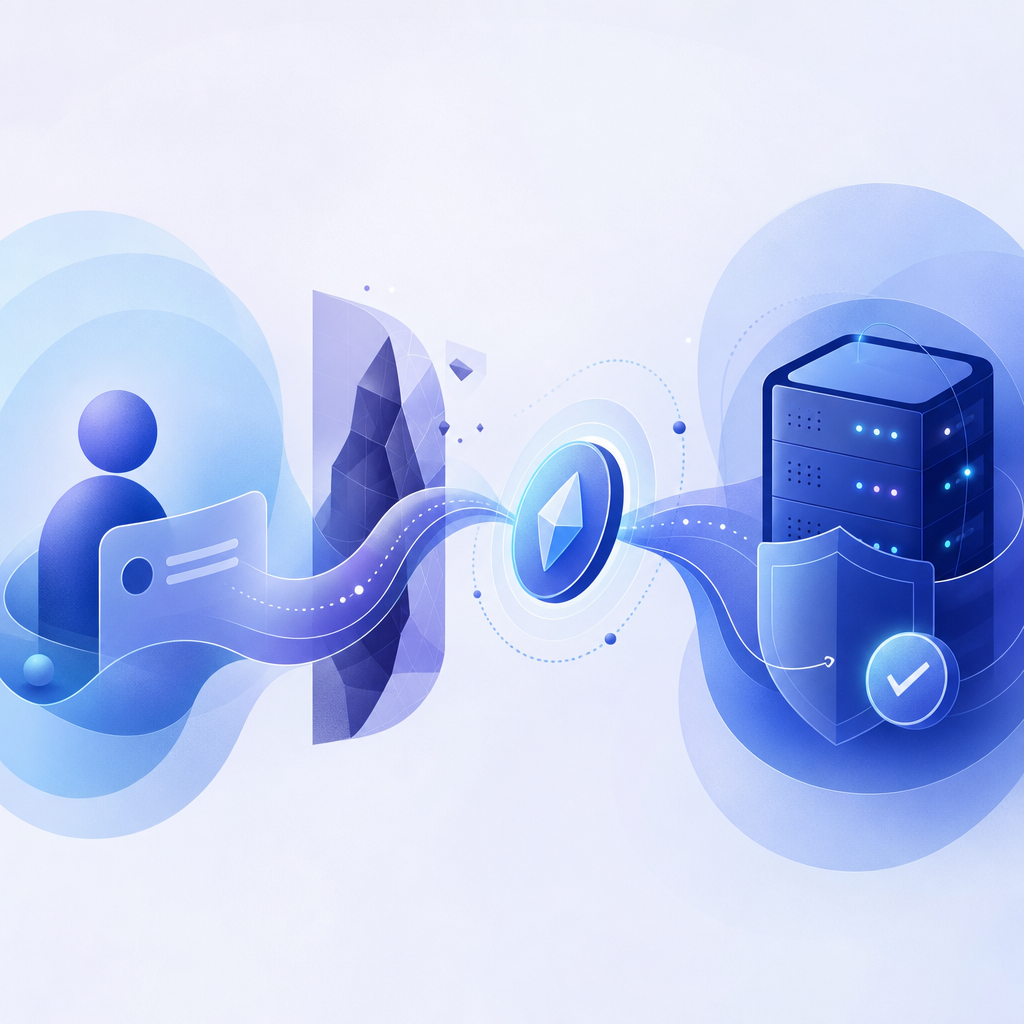 abstract flow of user request, challenge, token, and server validation