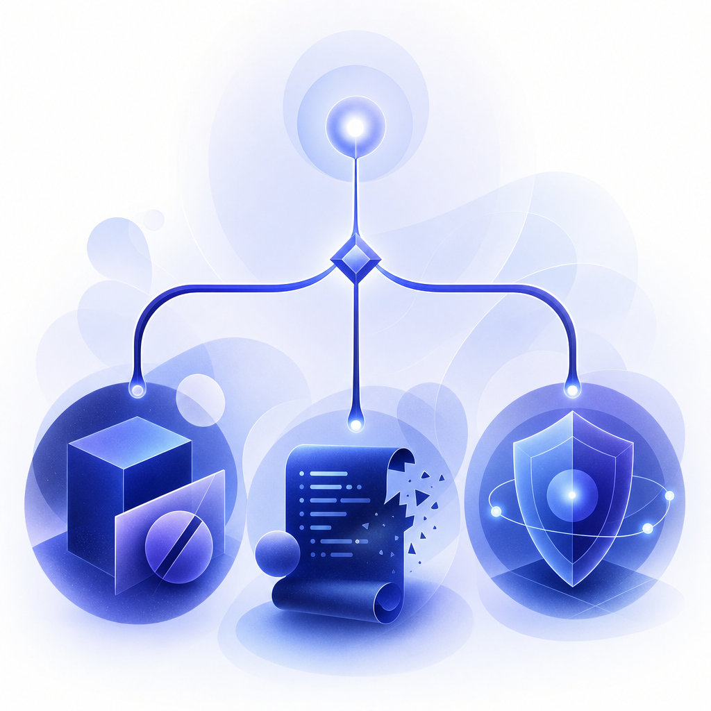 abstract decision tree showing blocked asset, script error, and token validation