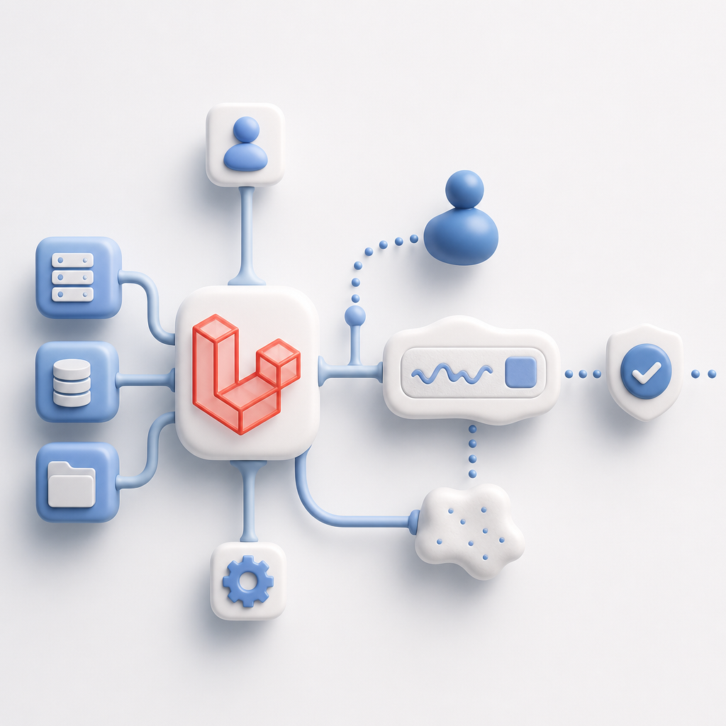 abstract diagram of Laravel app integrating captcha workflow