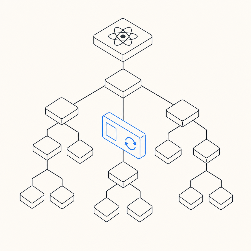 abstract diagram showing React component tree with CAPTCHA integration element