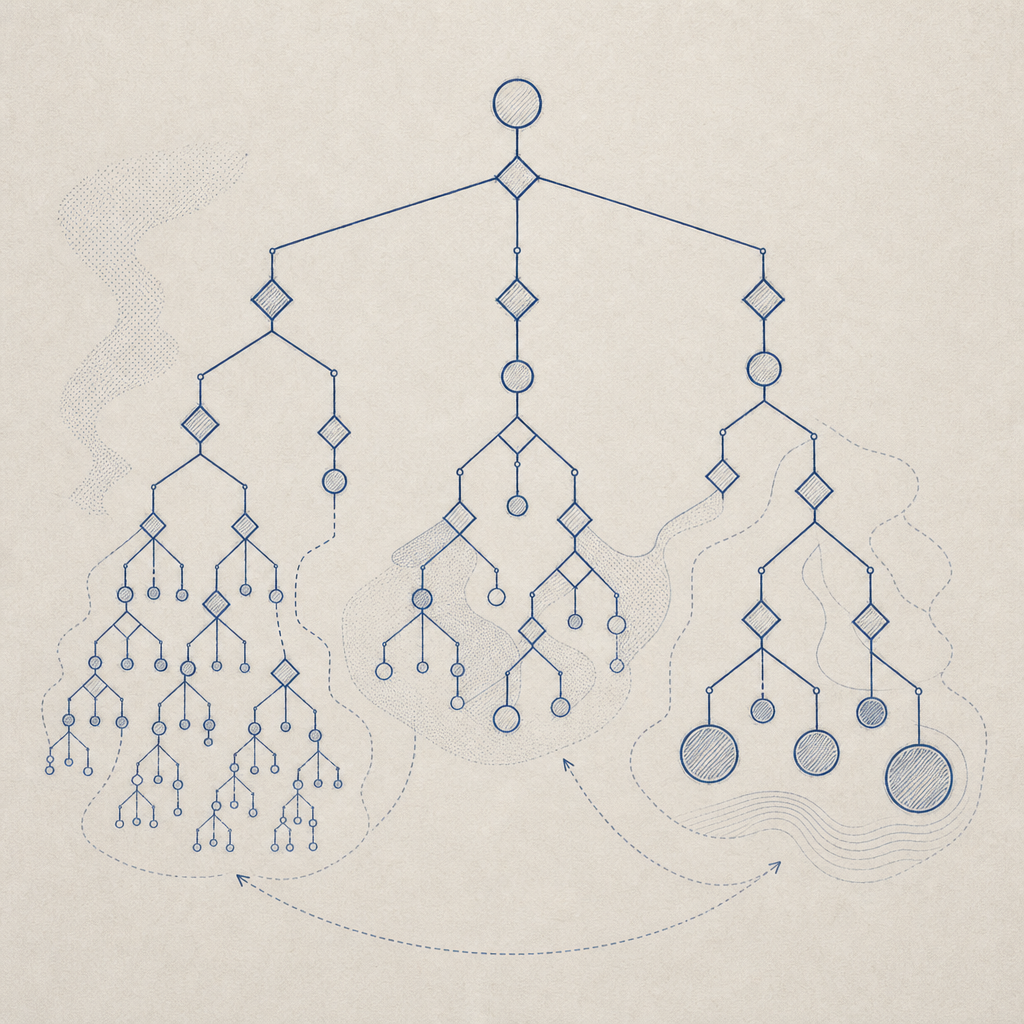 abstract decision tree showing risk-based challenge placement
