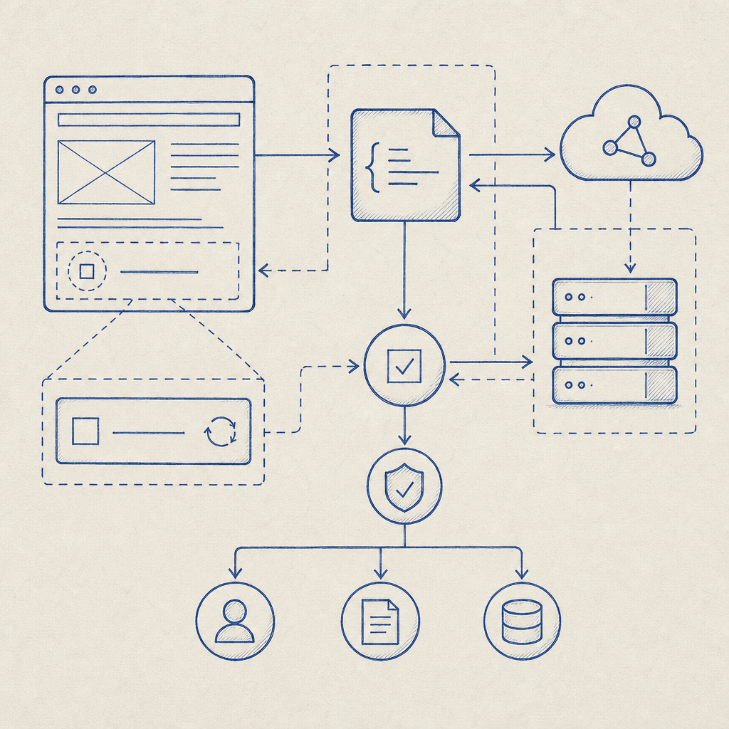 abstract diagram of captcha javascript library integration flow