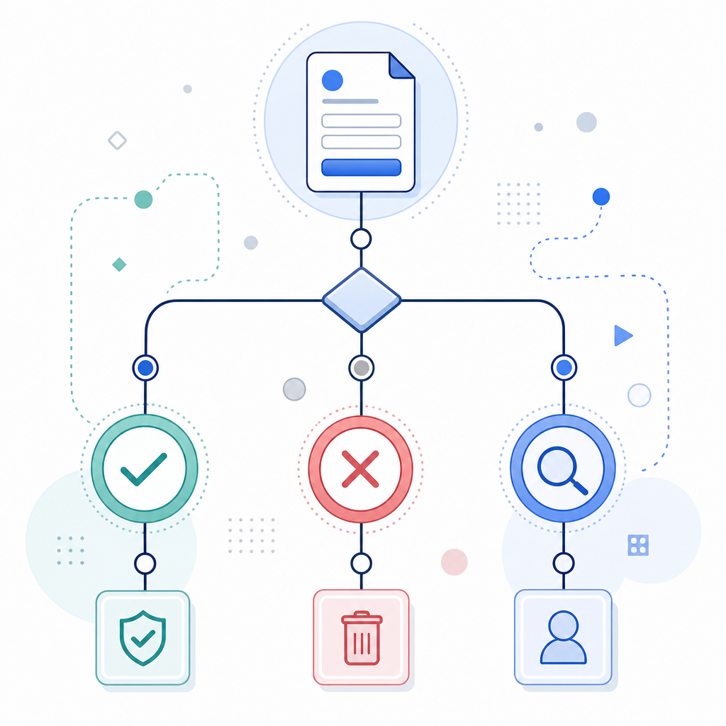 abstract decision tree from form submission to validate / reject / review branch
