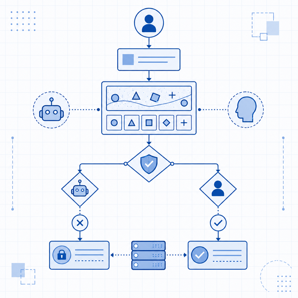 abstract flowchart showing CAPTCHA validation process