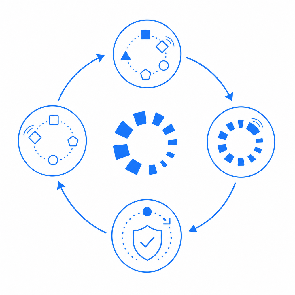 abstract diagram showing spinning captcha lifecycle