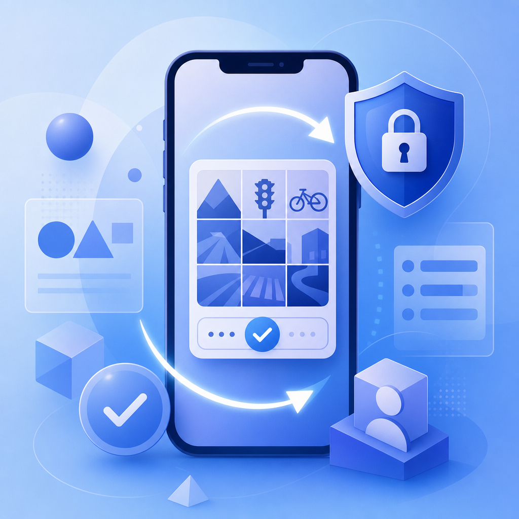 conceptual illustration showing secure captcha validation cycle in mobile app en