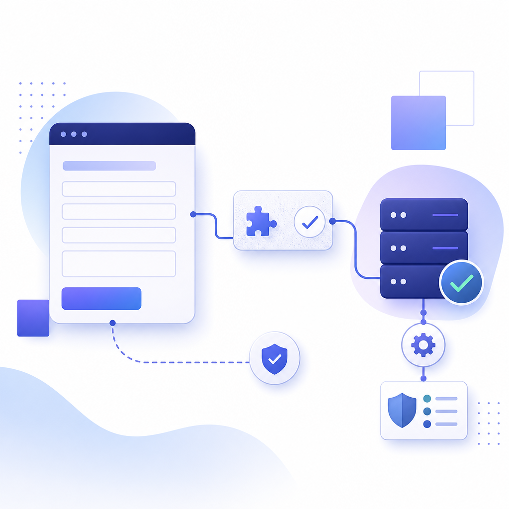 abstract diagram showing Laravel app with Captcha widget and server validation