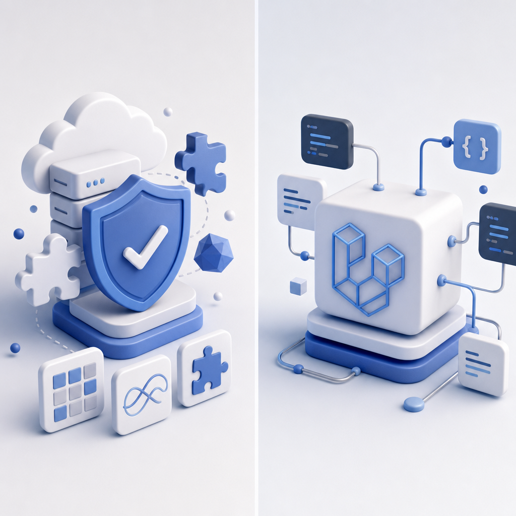 side-by-side comparison concept of CAPTCHA providers and Laravel integration