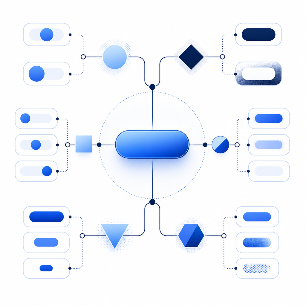 abstract decision tree for logo placement, contrast, and label size around a for