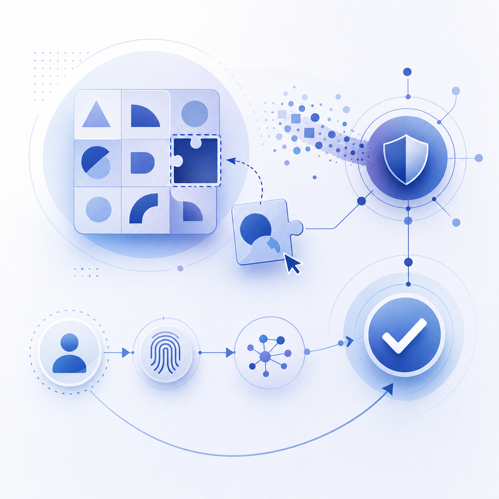 abstract CAPTCHA challenge and validation flow diagram