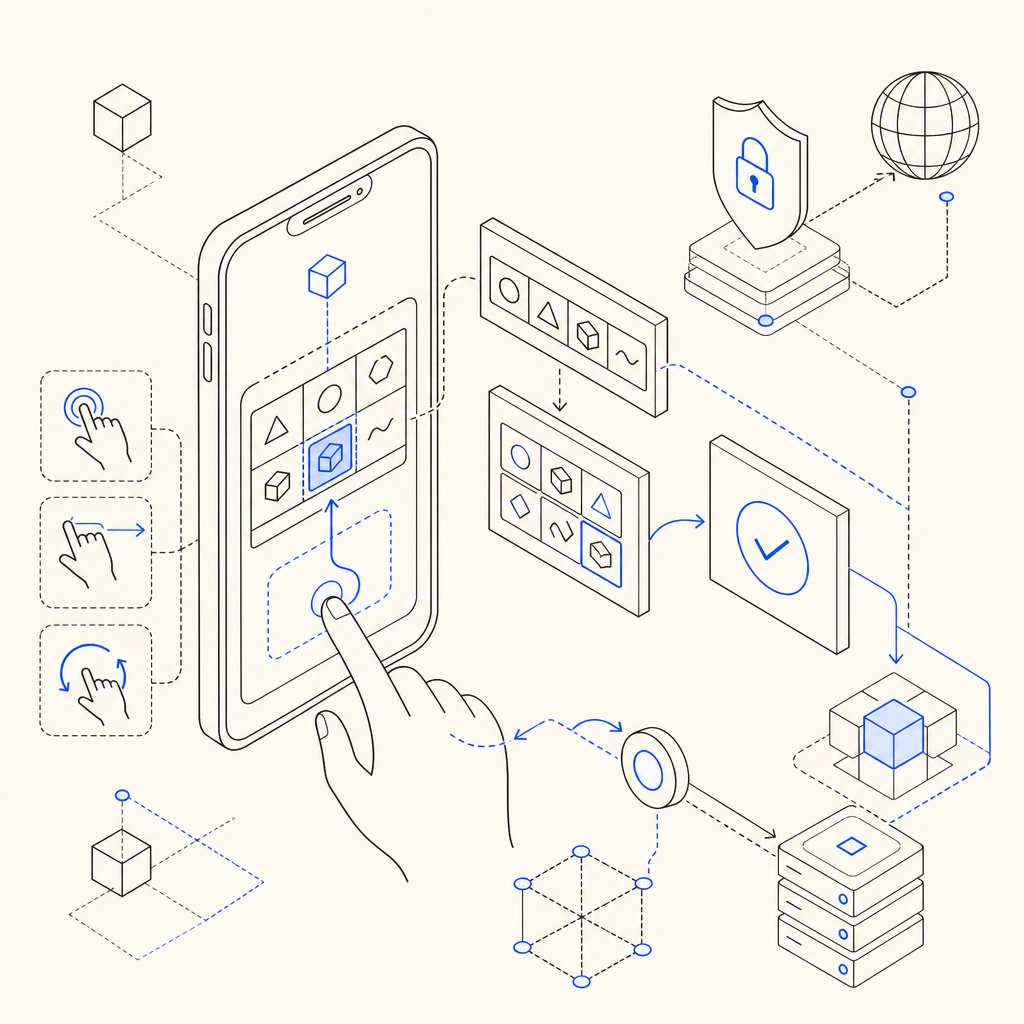 schematic diagram of captcha interaction on mobile devices